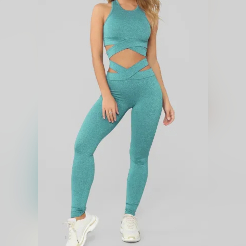 Green Two piece workout set